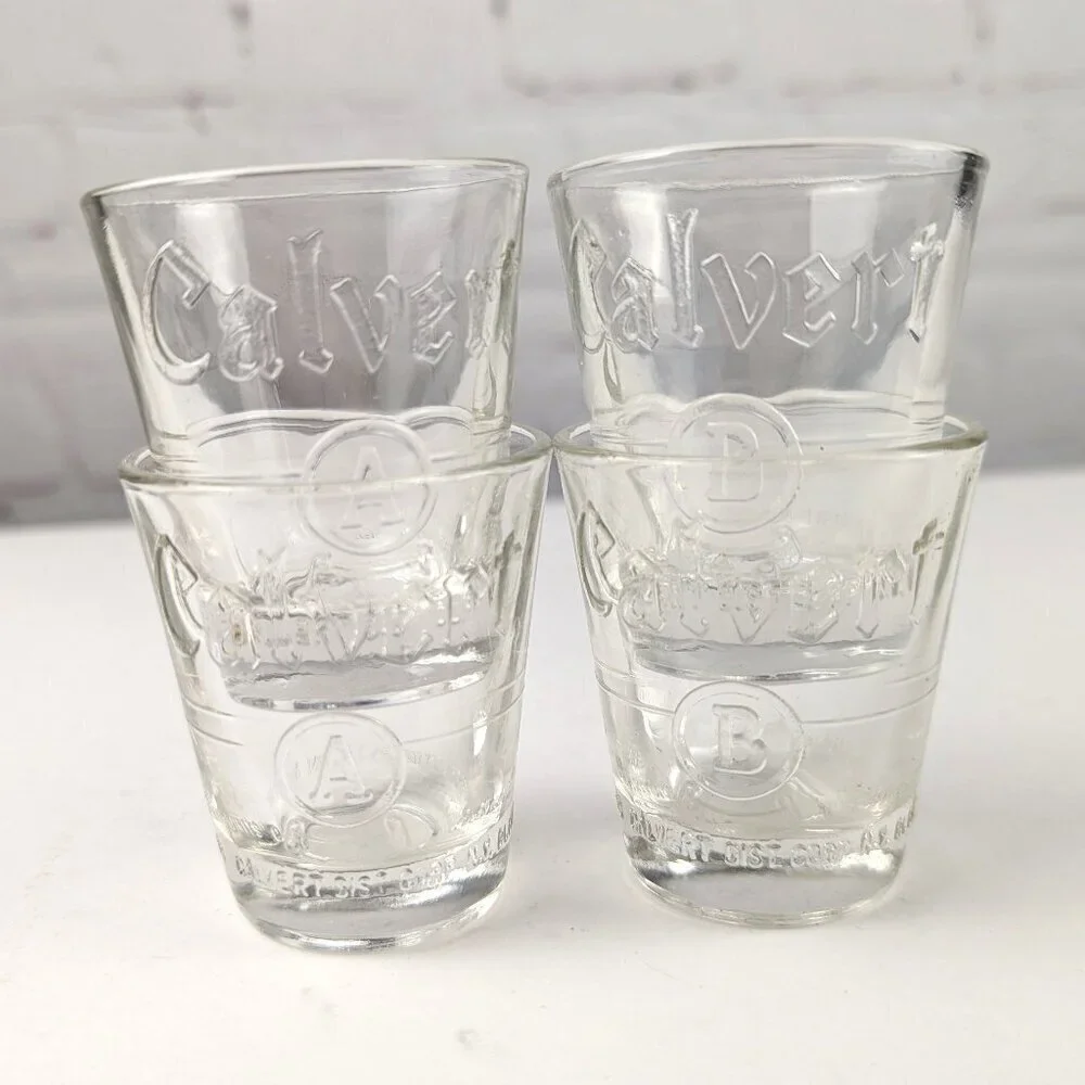 Set of 4 Vintage Calvert Whiskey Shot Glasses